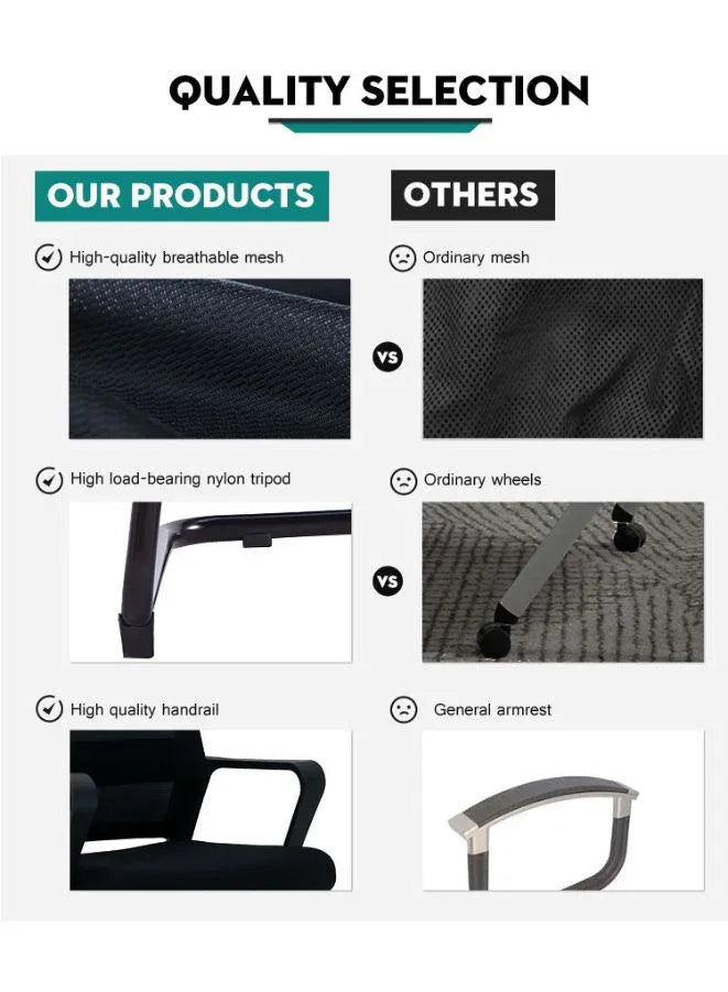 كرسي مكتب شبكي بإطار أسود، مريح وأنيق للمكتب والمنزل والمحلات التجارية