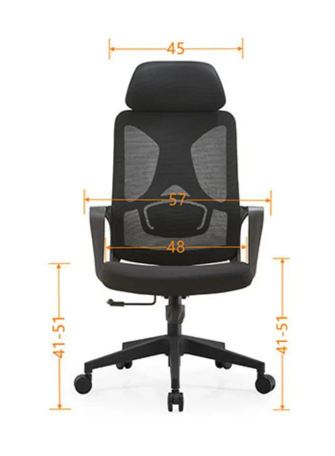 كرسي مكتب تنفيذي عالي الظهر مع مسند للرأس، ارتفاع قابل للتعديل وقاعدة من الكروم للمكتب والمنزل 