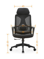 كرسي مكتب تنفيذي عالي الظهر مع مسند للرأس، ارتفاع قابل للتعديل وقاعدة من الكروم للمكتب والمنزل 