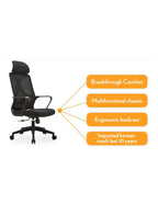 كرسي مكتب تنفيذي عالي الظهر مع مسند للرأس، ارتفاع قابل للتعديل وقاعدة من الكروم للمكتب والمنزل 