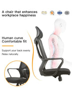 كرسي مكتب تنفيذي عالي الظهر مع مسند للرأس، ارتفاع قابل للتعديل وقاعدة من الكروم للمكتب والمنزل 