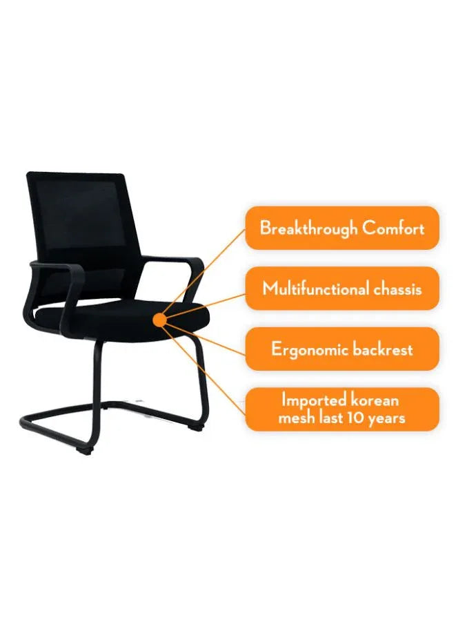 كرسي مكتب شبكي بظهر متوسط ​​مع مسند للرأس، كرسي بإطار أسود قابل للتعديل، أسود 