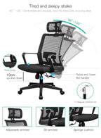 Black office chair with adjustable features on a white background