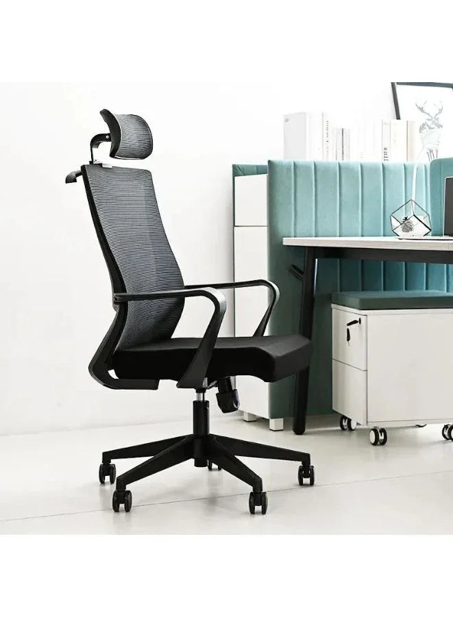 Ergonomic Mesh Office Chair with Adjustable Headrest, Breathable Mesh Back and Armrest, Molded Sponge Seat, Tilt and Height Adjustable Mechanism