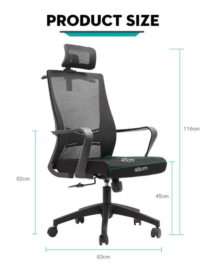 Ergonomic Mesh Office Chair with Adjustable Headrest, Breathable Mesh Back and Armrest, Molded Sponge Seat, Tilt and Height Adjustable Mechanism