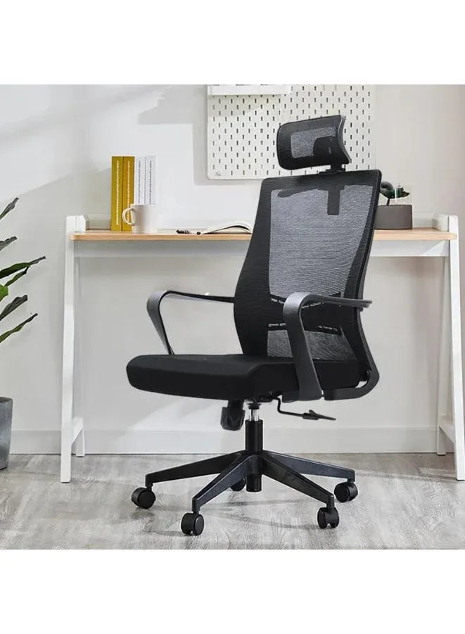 Ergonomic Mesh Office Chair with Adjustable Headrest, Breathable Mesh Back and Armrest, Molded Sponge Seat, Tilt and Height Adjustable Mechanism