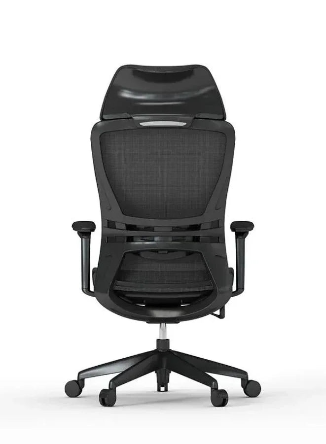High Back Mesh Office Chair with Back Support and Fixed Headrest, Breathable Design for Long Use, Height Adjustable with Tilt and Lock, Grade 3 Gas Lift, Fiberglass Base