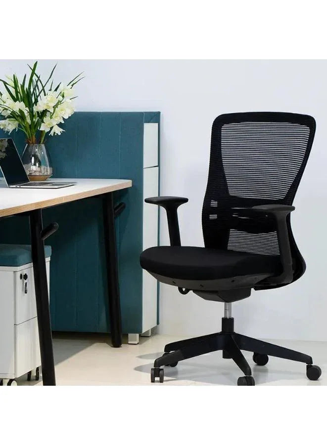 Medium Back Mesh Office Chair with Back Support, Height Adjustable with Tilt and Lock, Breathable Mesh Design, Grade 3 Gas Lift, 340mm Fiberglass Base, 55mm Nylon Casters