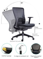 Medium Back Mesh Office Chair with Back Support, Height Adjustable with Tilt and Lock, Breathable Mesh Design, Grade 3 Gas Lift, 340mm Fiberglass Base, 55mm Nylon Casters