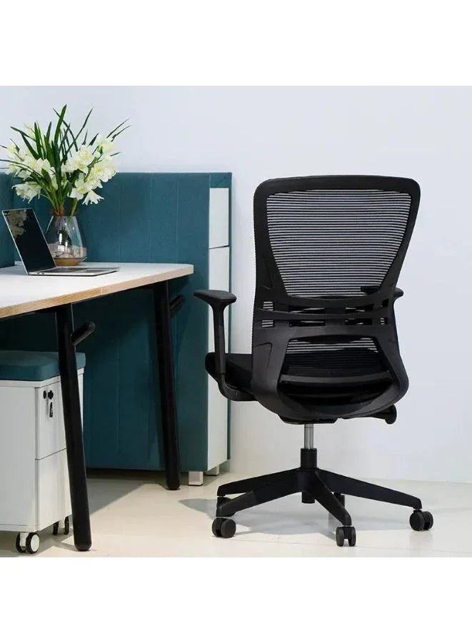 Medium Back Mesh Office Chair with Back Support, Height Adjustable with Tilt and Lock, Breathable Mesh Design, Grade 3 Gas Lift, 340mm Fiberglass Base, 55mm Nylon Casters