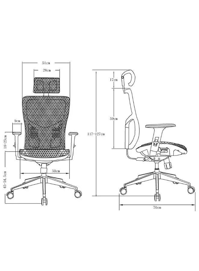 Advanced Ergonomic Mesh Office Chair with Adjustable Headrest, Lumbar Support & 3D Armrests – BIFMA Certified