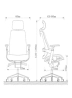 Premium Ergonomic Office Chair with Fabric Back, 3D Armrests, Adjustable Headrest & Seat Depth – Aluminum Base