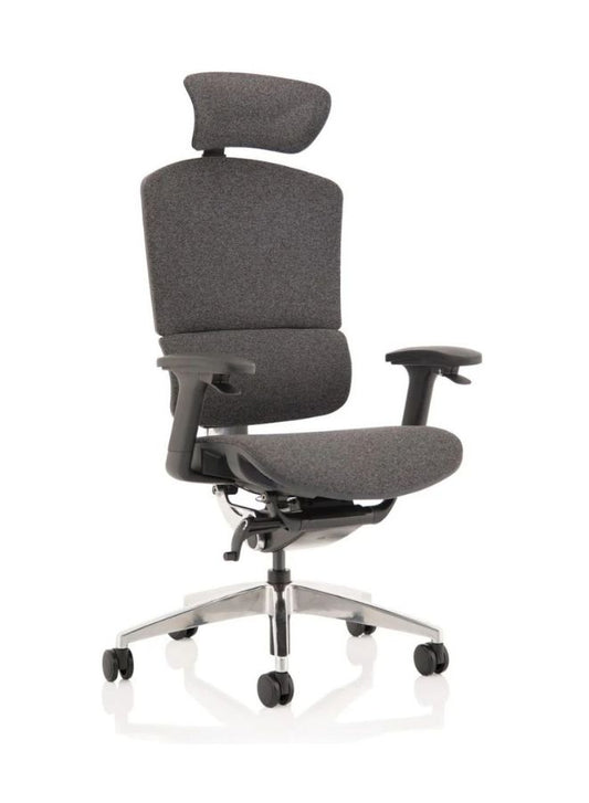Premium Ergonomic Office Chair with Adjustable Headrest, Seat Depth & PU Armrests – Aluminum Base, Grade 4 Gaslift