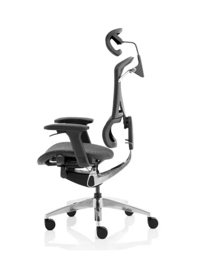 Premium Ergonomic Office Chair with Adjustable Headrest, Seat Depth & PU Armrests – Aluminum Base, Grade 4 Gaslift