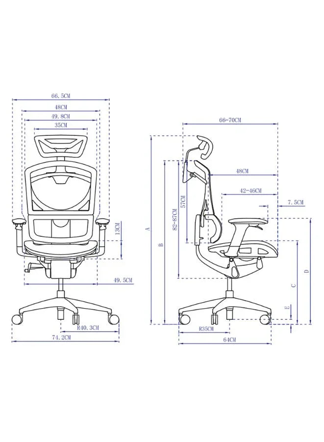 Premium Ergonomic Office Chair with Adjustable Headrest, Seat Depth & PU Armrests – Aluminum Base, Grade 4 Gaslift