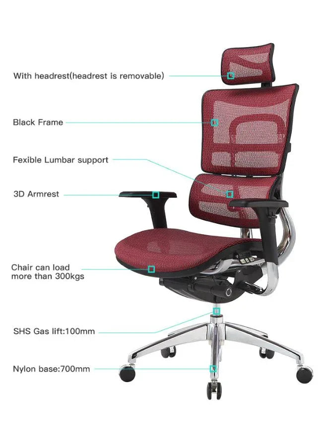 Ergonomic Mesh Office Chair with Adjustable Headrest, Seat Depth & 3D Armrests – BIFMA Certified