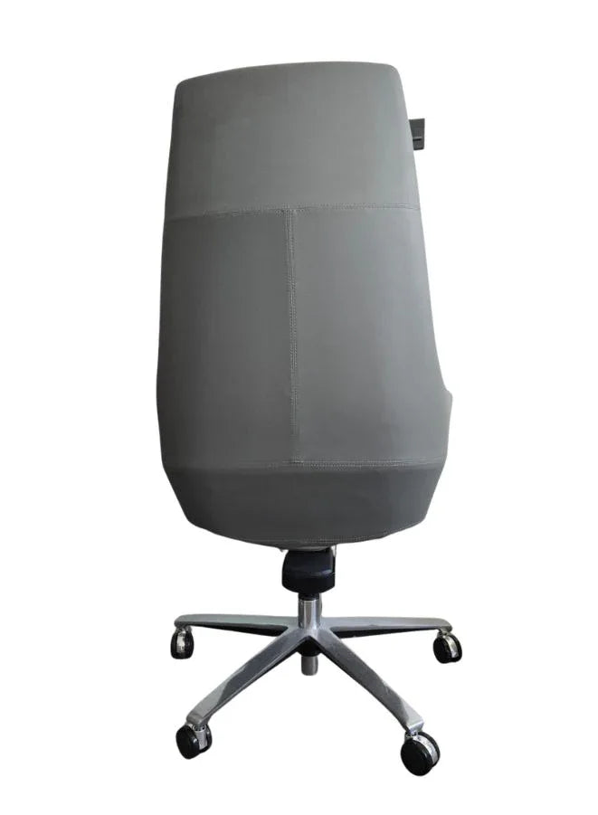 Gray office chair with backrest on a white background