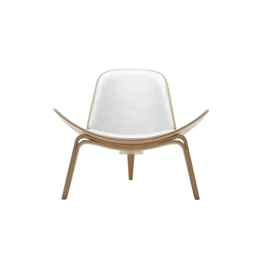 كرسي استرخاء مريح من الجلد الناعم بإطار خشبي | مثالي لبهو المكتب، وغرفة المعيشة، وغرف الانتظار