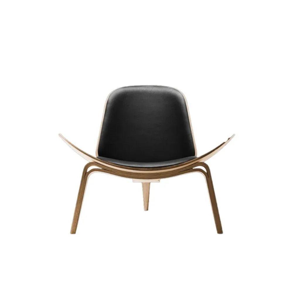 كرسي استرخاء مريح من الجلد الناعم بإطار خشبي | مثالي لبهو المكتب، وغرفة المعيشة، وغرف الانتظار