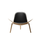 كرسي استرخاء مريح من الجلد الناعم بإطار خشبي | مثالي لبهو المكتب، وغرفة المعيشة، وغرف الانتظار