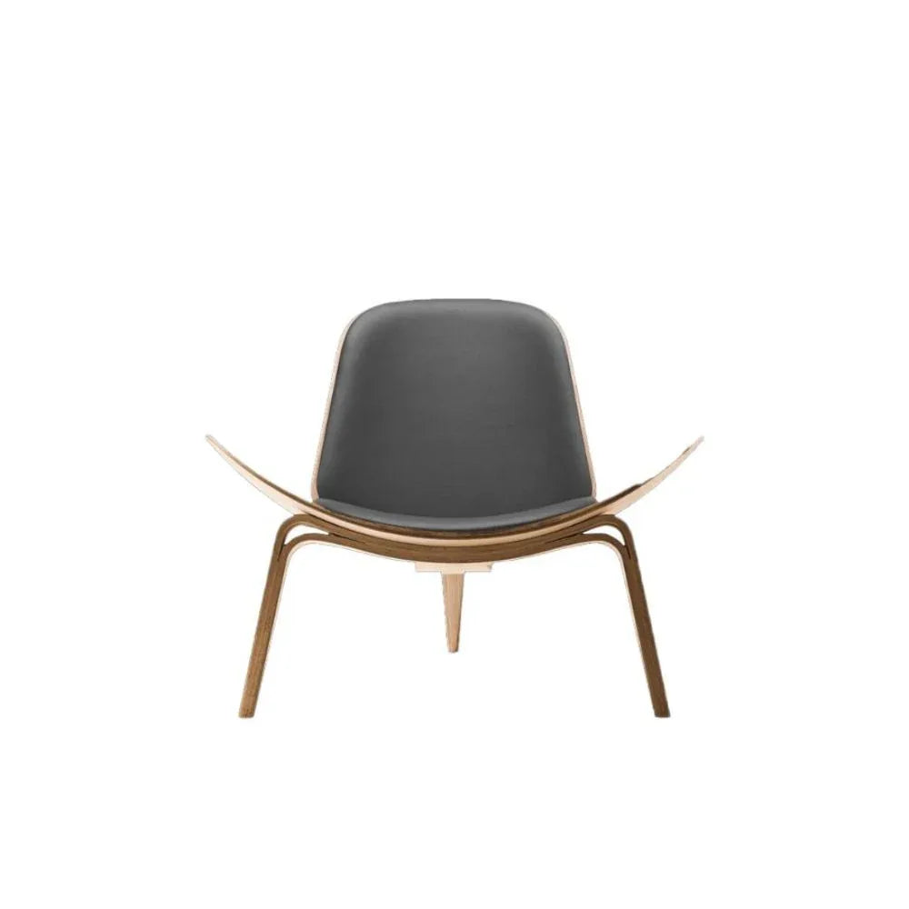 كرسي استرخاء مريح من الجلد الناعم بإطار خشبي | مثالي لبهو المكتب، وغرفة المعيشة، وغرف الانتظار