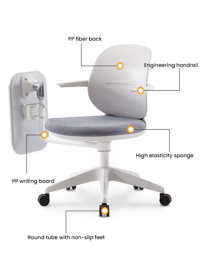 Features of a training chair losted on a white background