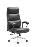 Black office chair with high backrest on a white background