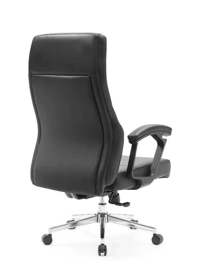 Black office chair with high backrest on a white background