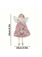 قلادة دمية ملاك عيد الميلاد من القطيفة، زينة معلقة لشجرة عيد الميلاد، عبوة من 3 قطع 