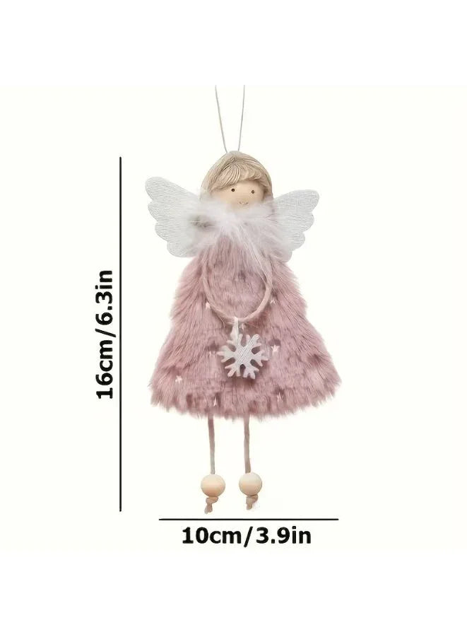 قلادة دمية ملاك عيد الميلاد من القطيفة، زينة معلقة لشجرة عيد الميلاد، عبوة من 3 قطع 