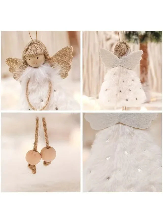 قلادة دمية ملاك عيد الميلاد من القطيفة، زينة معلقة لشجرة عيد الميلاد، عبوة من 3 قطع 