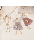 قلادة دمية ملاك عيد الميلاد من القطيفة، زينة معلقة لشجرة عيد الميلاد، عبوة من 3 قطع 