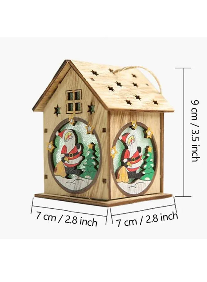 زينة عيد الميلاد الخشبية مع أضواء - زينة احتفالية للعطلات الداخلية (مجموعة من 4 قطع)