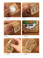 زينة عيد الميلاد الخشبية مع أضواء - زينة احتفالية للعطلات الداخلية (مجموعة من 4 قطع)