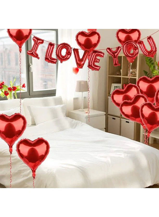 Valentine's Day I LOVE YOU Red Foil Balloons Garland For Wedding, Valentine's Day, Mother's day Party Background Decoration Supplies