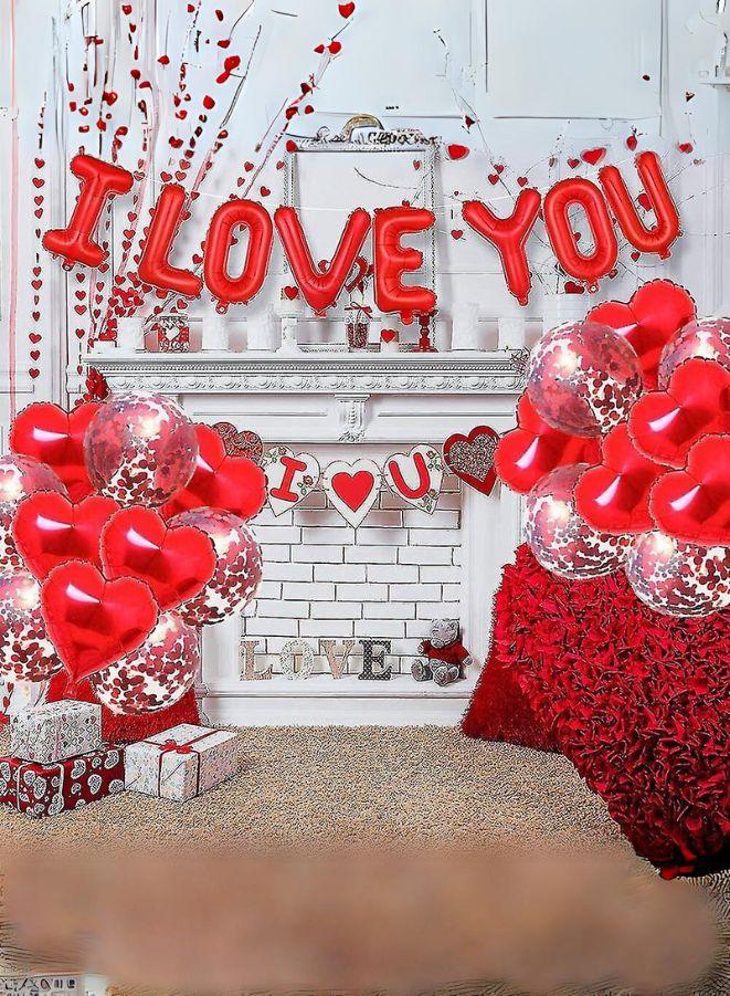 Valentine's Day I LOVE YOU Red Foil Balloons Garland For Wedding, Valentine's Day, Mother's day Party Background Decoration Supplies