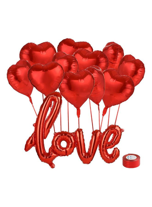 Valentine's Day "LOVE" and 20 hearts Red Foil Balloons Garland For Wedding, Valentine's Day, Mother's day Party Decoration Supplies