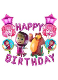 Masha and the Bear Foil Balloon Set with Pink Happy Birthday Letters – Uninflated Birthday Decoration Kit