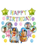Moana-Themed Foil Balloon Set with Happy Birthday Letters, Stars, and Dotted Balloons – 17-Piece Uninflated Party Decoration Kit