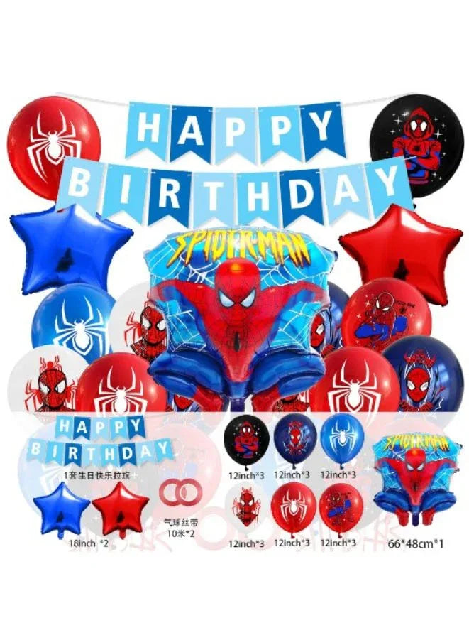 Spiderman Balloon Decoration Set for Kids Birthday Party – Happy Birthday Banner, Foil & Latex Balloons, Reusable & Easy to Set Up