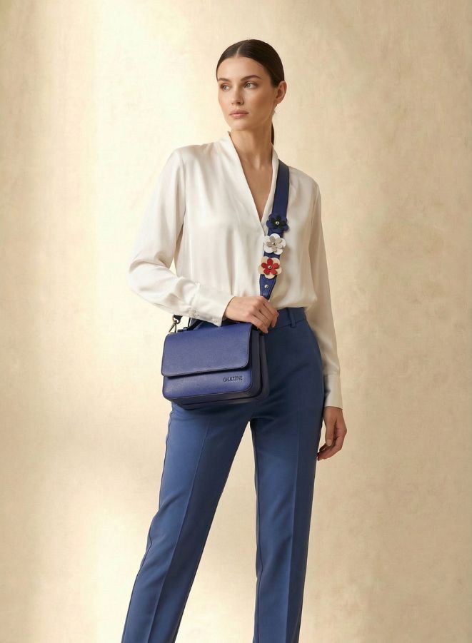 Blue Bag with the Flower strap