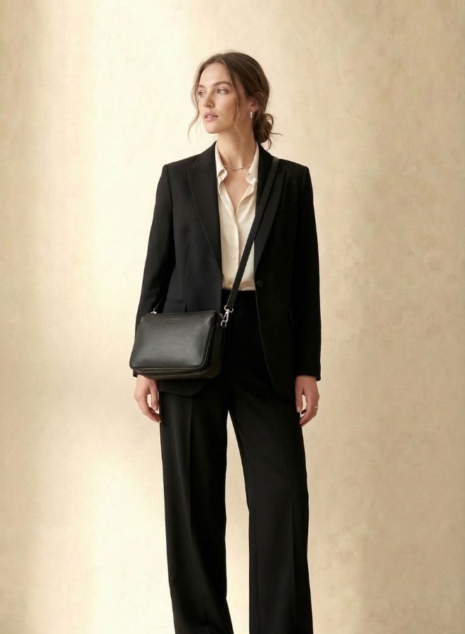 حقيبة كروس من الجلد الطبيعي من Gai Mattiolo مع حزام كتف قابل للإزالة