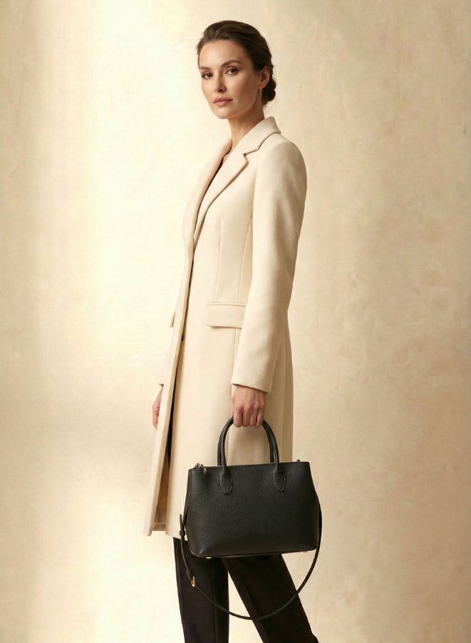 حقيبة كتف من الجلد الطبيعي بمقبض علوي من Gai Mattiolo مع مقصورات متعددة