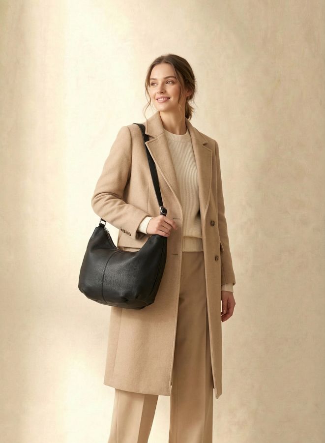 حقيبة كتف من الجلد الطبيعي بسحاب من Gai Mattiolo