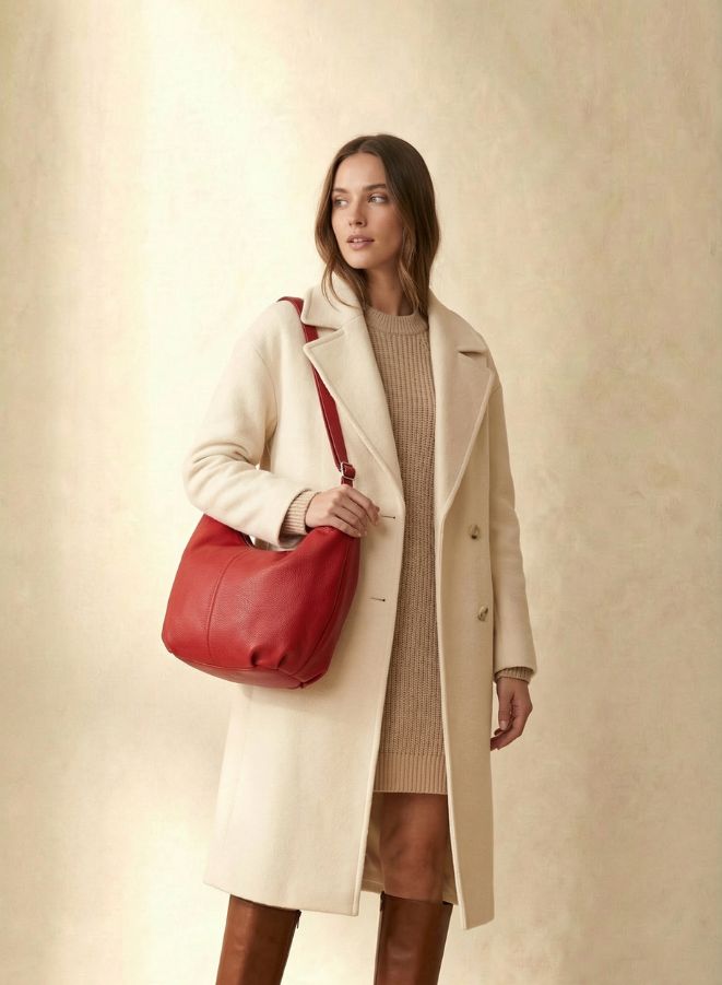 حقيبة كتف من الجلد الطبيعي بسحاب من Gai Mattiolo