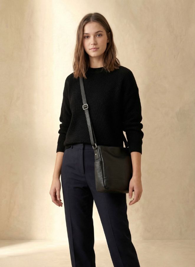 حقيبة إيفيتي الجلدية للنساء مع مقصورات جانبية