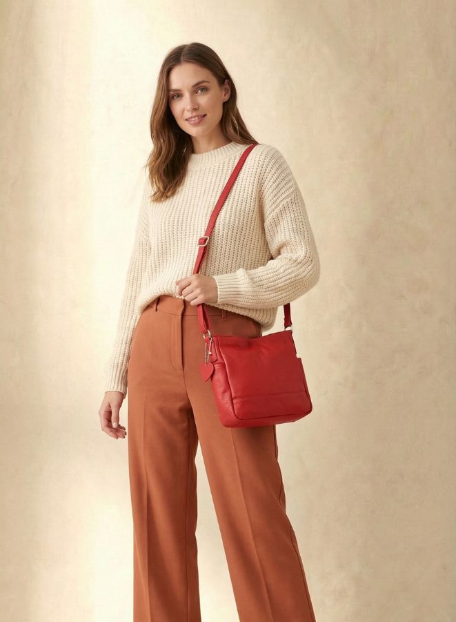 حقيبة إيفيتي الجلدية للنساء مع مقصورات جانبية