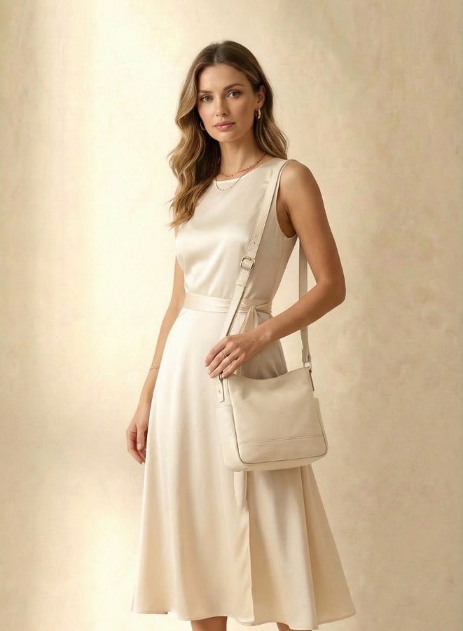 حقيبة إيفيتي الجلدية للنساء مع مقصورات جانبية