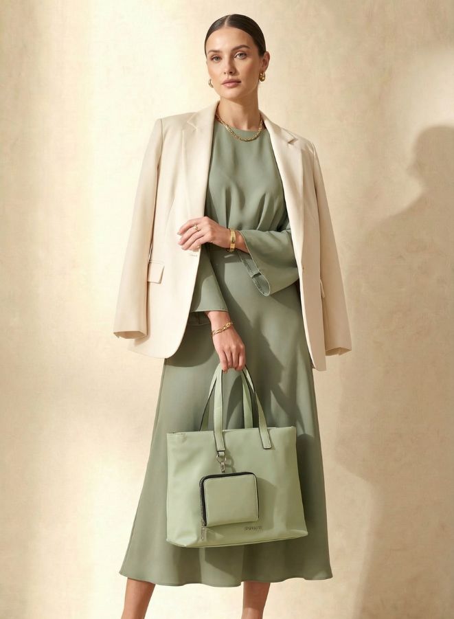 R Roncato Leather Handbag with a Mini Pouch