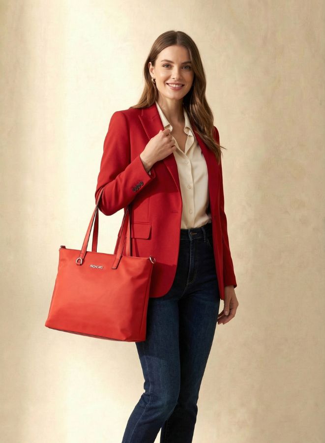 R Roncato Leather Handbag with a Mini Pouch